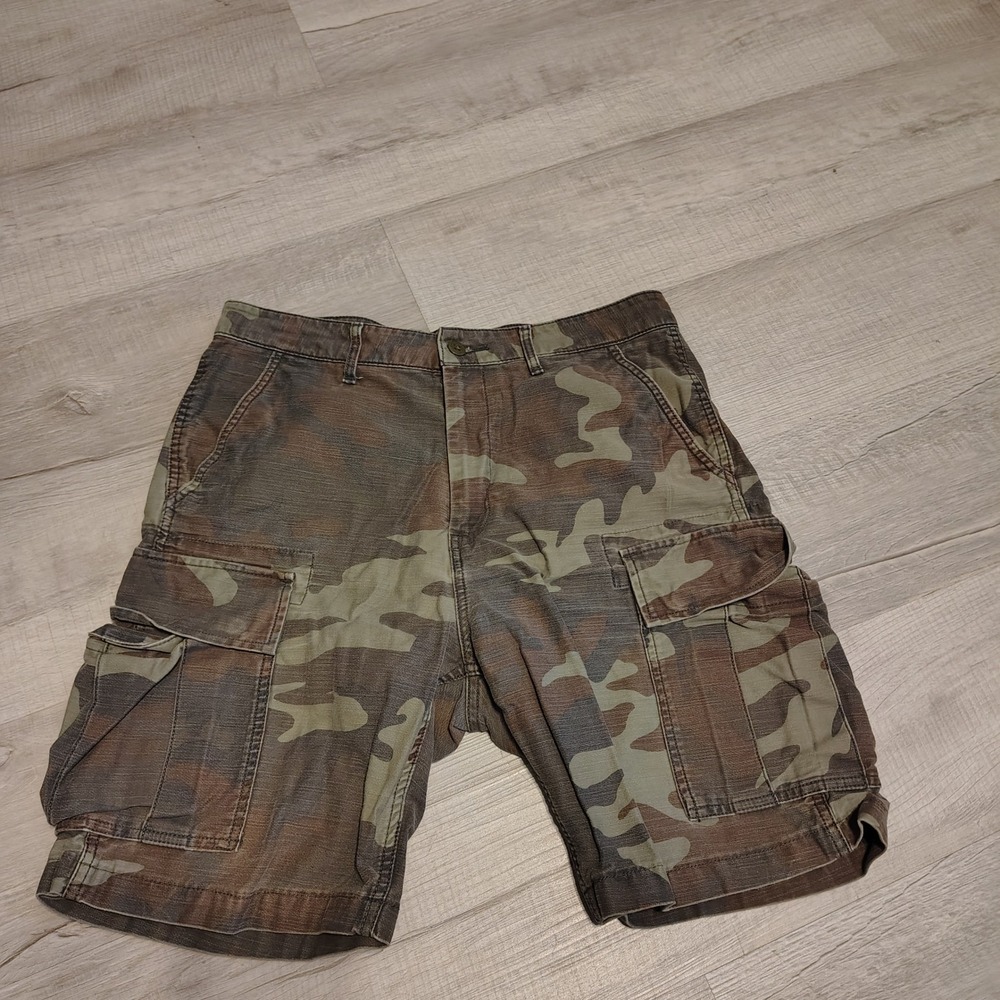Levis Mens Camo Cargo Shorts Green Brown W32 23251-0085